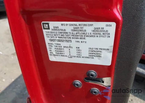 2005 GMC Envoy Slt from USA, damaged, VIN 1GKDT13S052170273